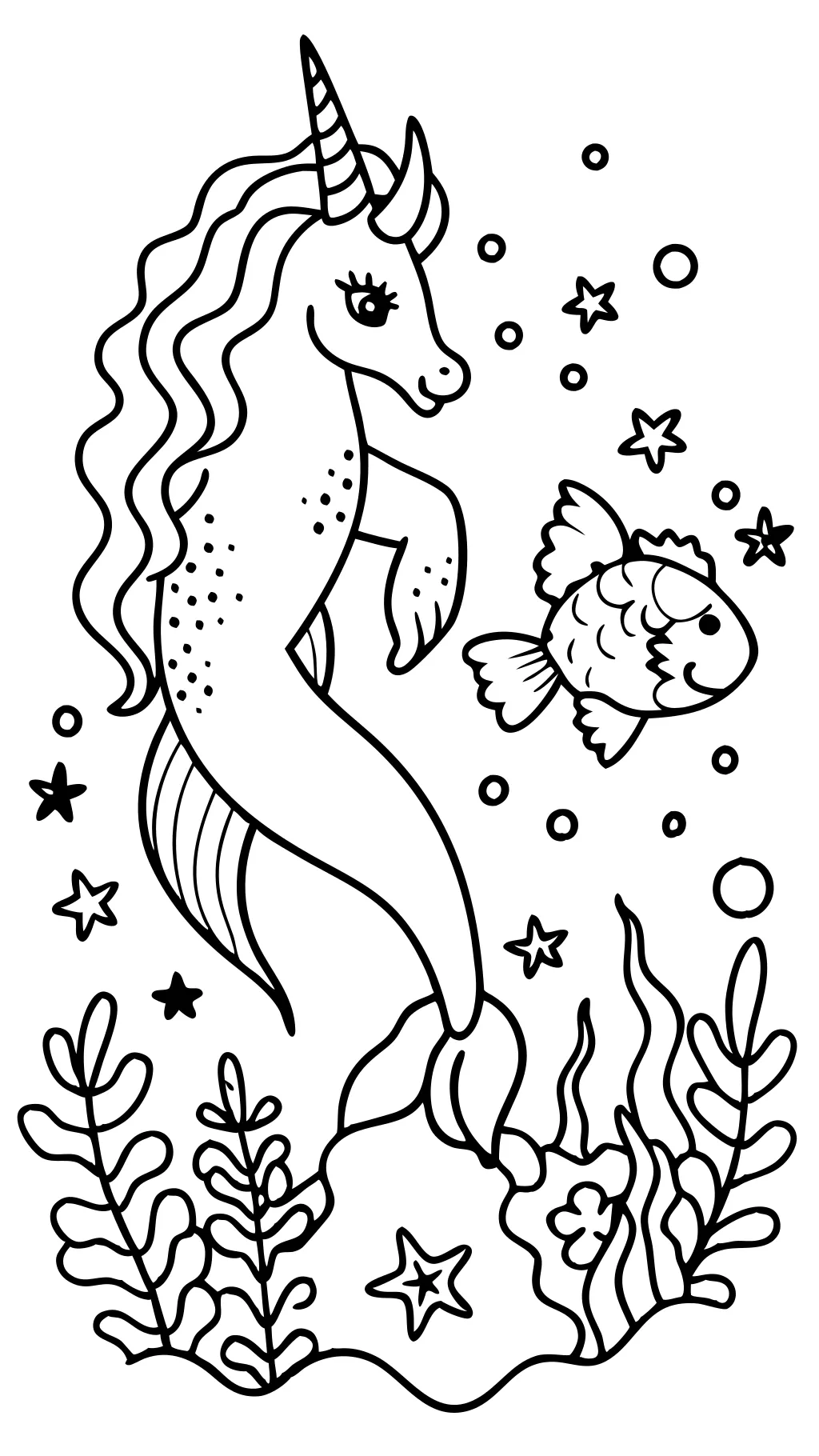 coloriage de licorne sirène